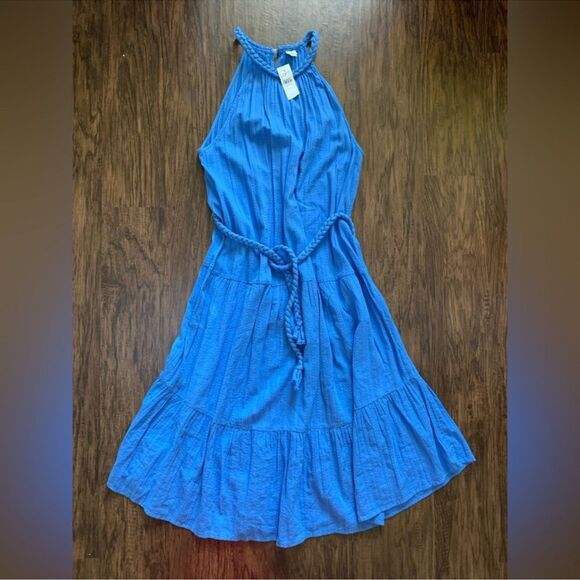 Loft beac braided belt halter midi dress size L - Picture 2 of 11